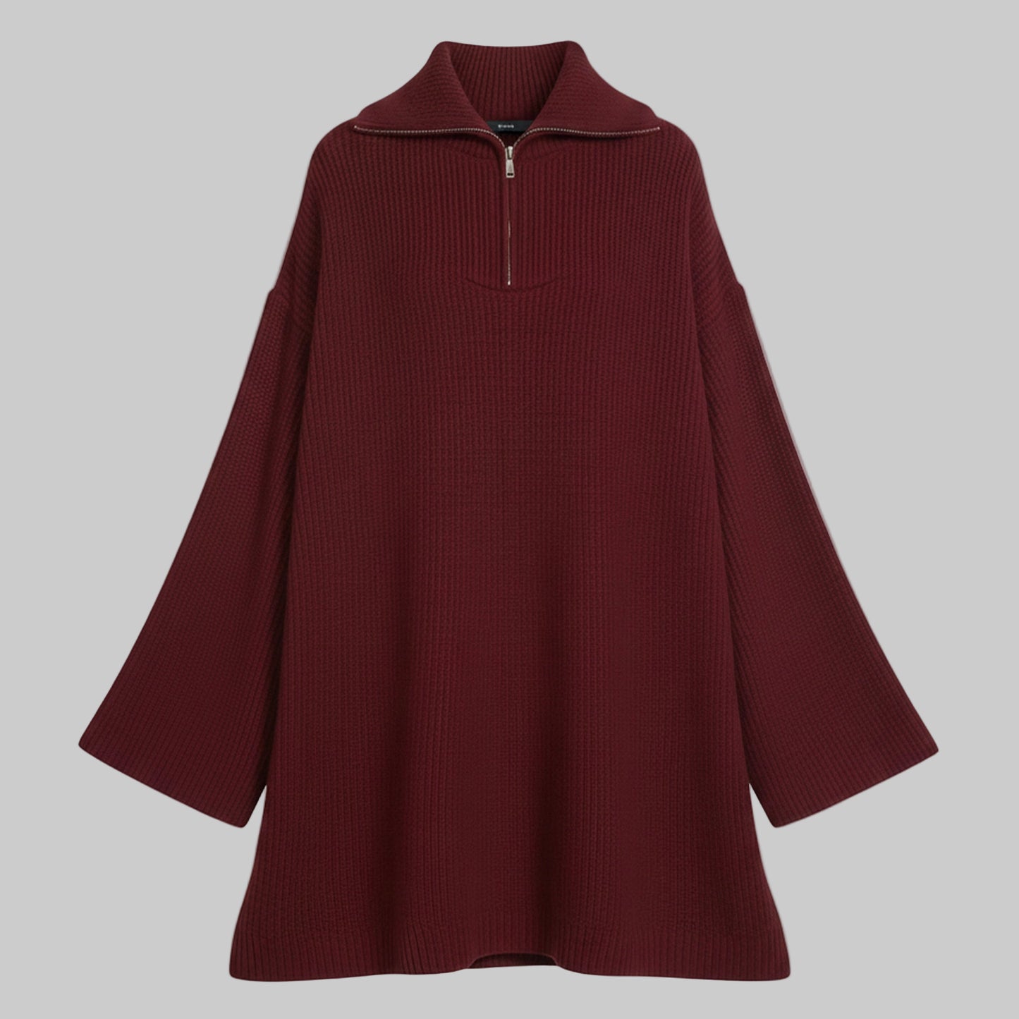 Maroon sweater dress on a white background