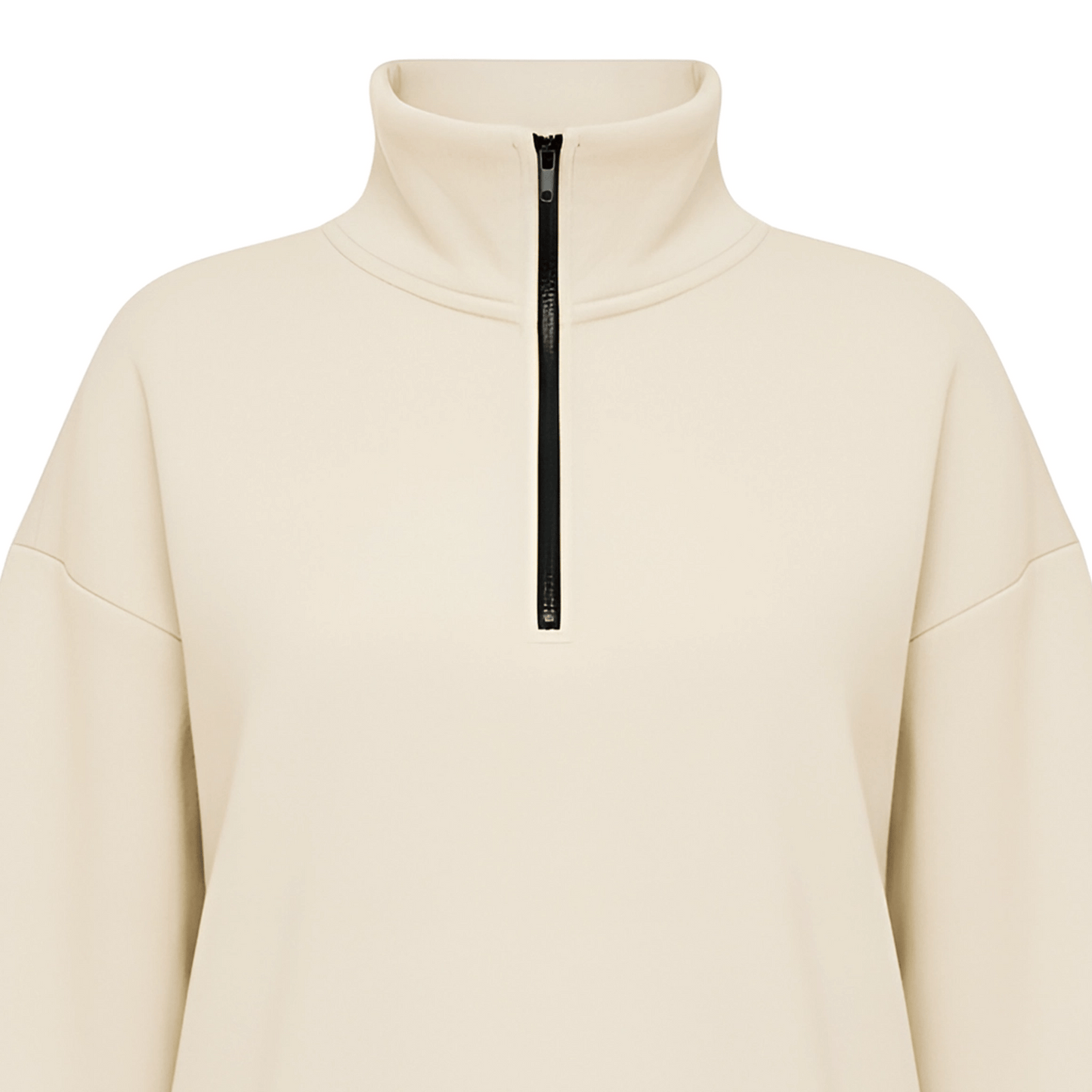 Light yellow pullover with a quarter zip on a white background