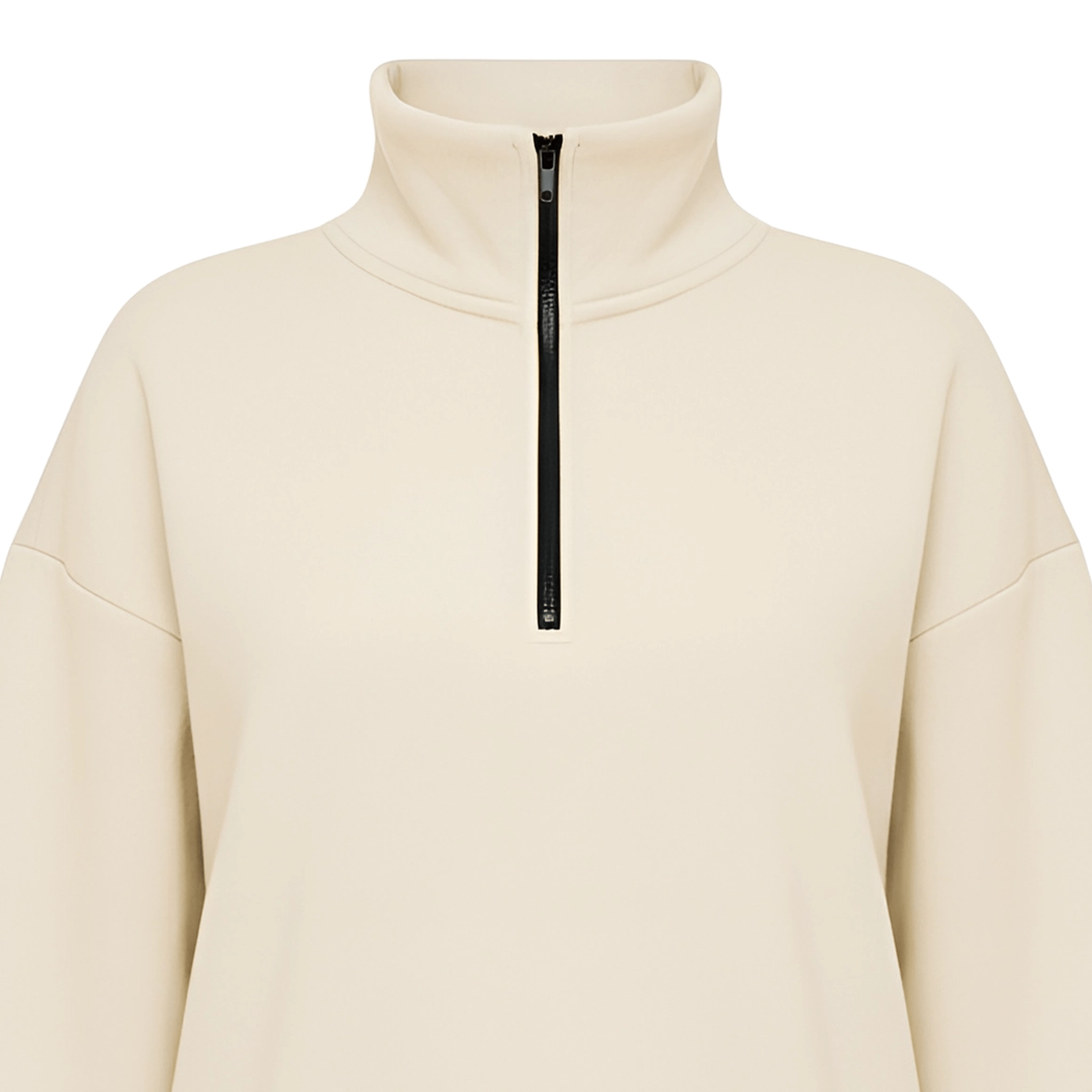 Light yellow pullover with a quarter zip on a white background