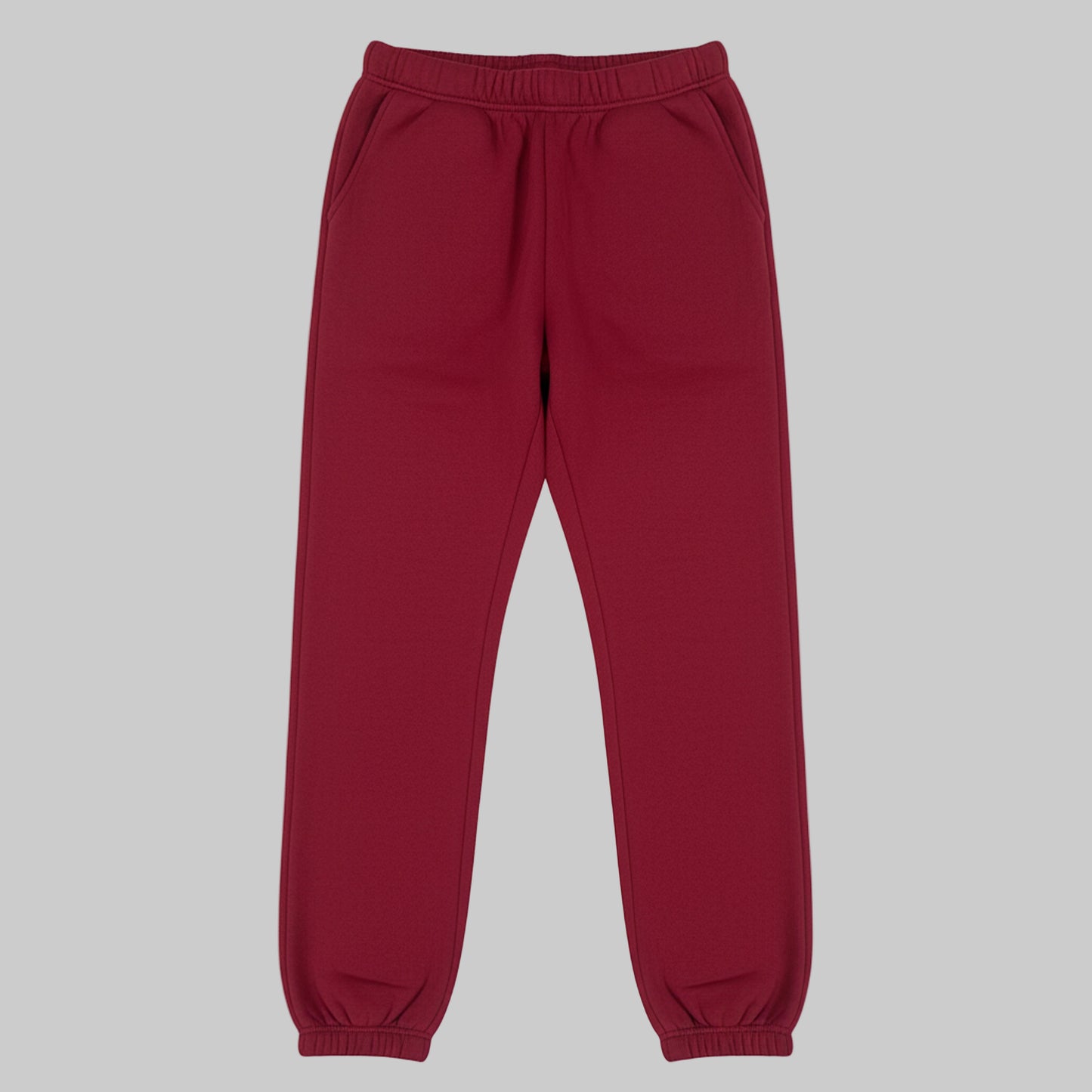 Maroon sweatpants on a white background