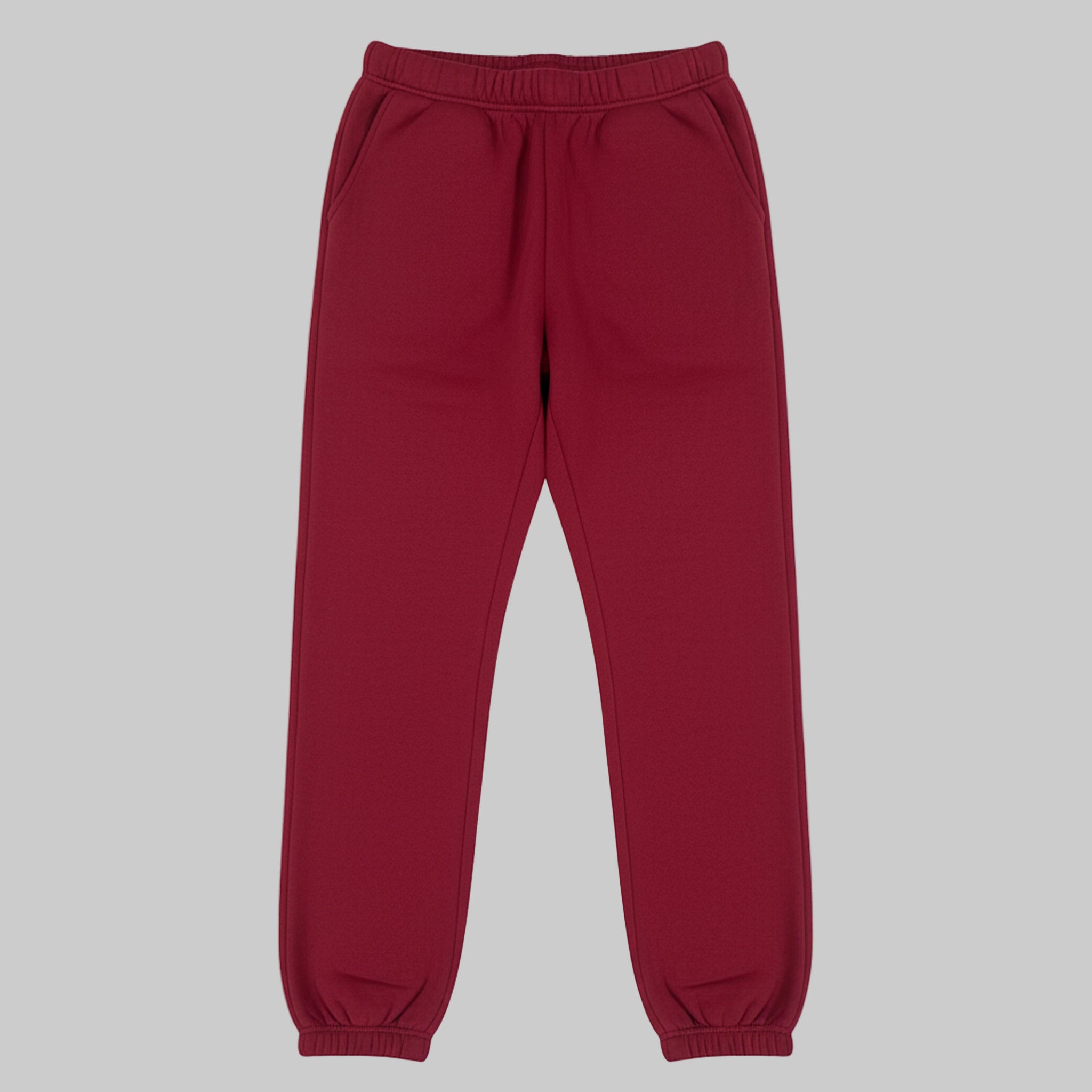 Maroon sweatpants on a white background