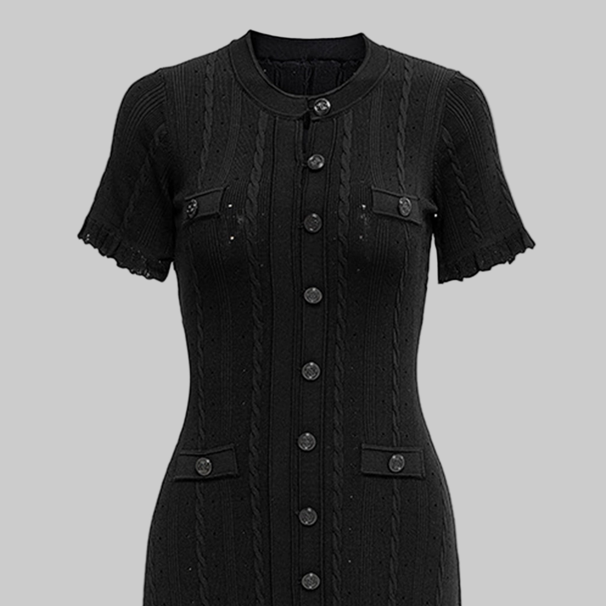 Black dress on a gray background