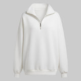 White zip-up sweatshirt on a light gray background